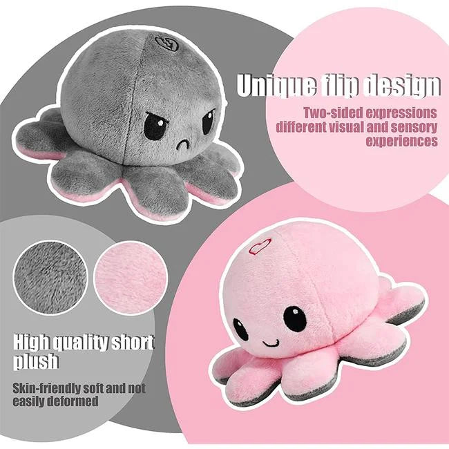 Reversible Octopus Plush Toy – Double-Sided Mood Plushie